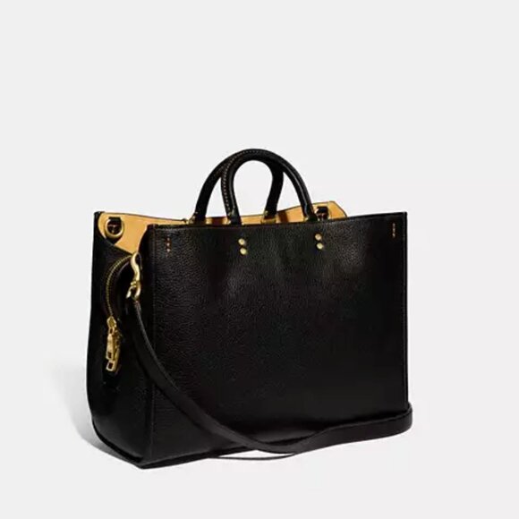 Coach Rogue Bag 39 In Regenerative Leather in Black / Brass - Picture 1 of 8